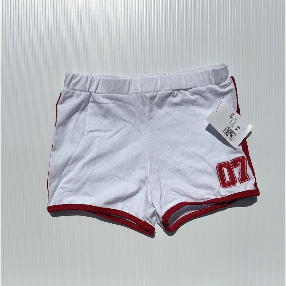 Forever 21 Shorts White Red 07 Graphic Athletic Dolphin Womens Size XS Y2K Retro